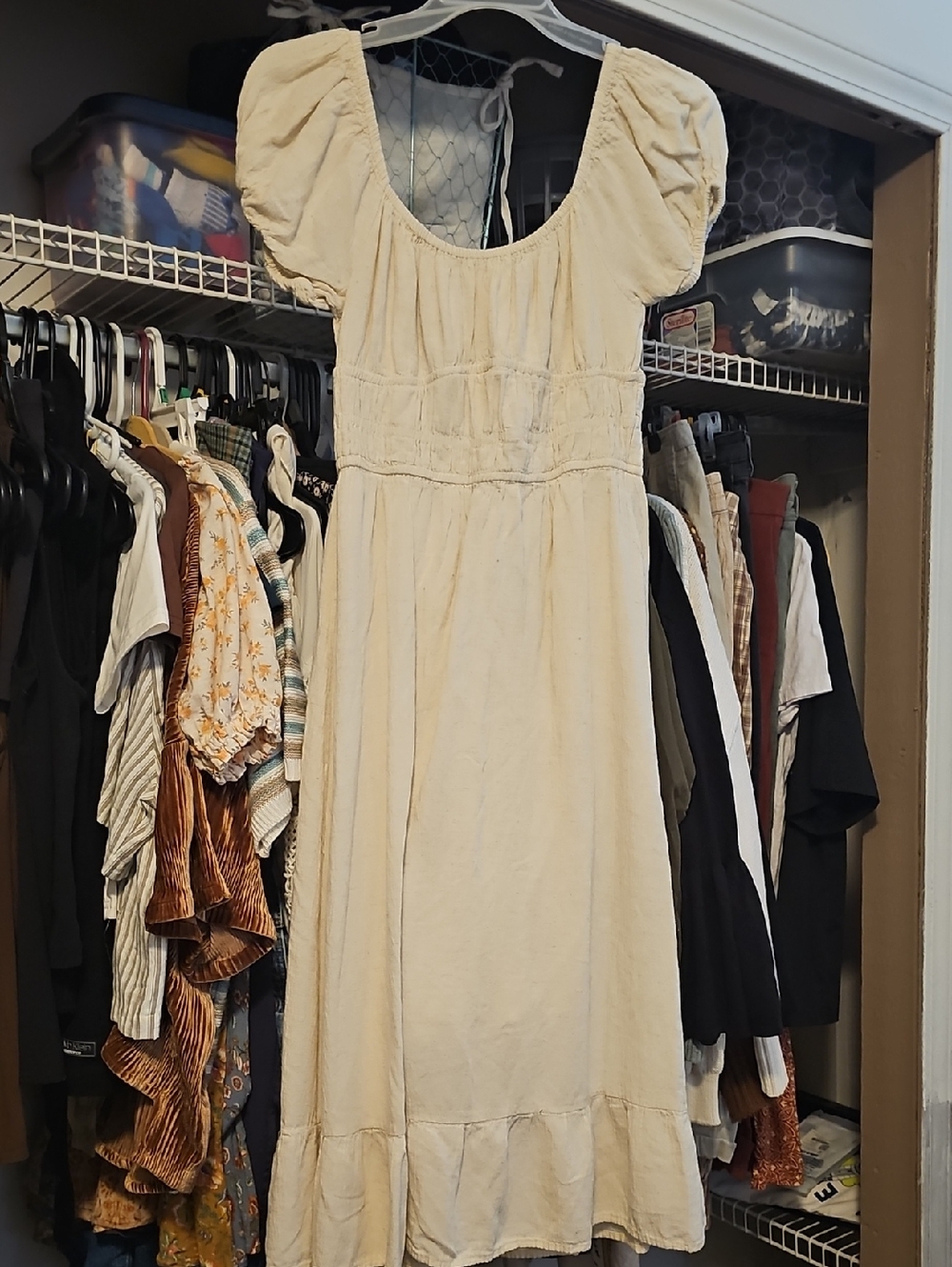 Sim & Sam (Marshalls) Cream Puff-Sleeve Midi Dress